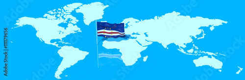 Pianeta Terra 3D con bandiera al vento Capo Verde