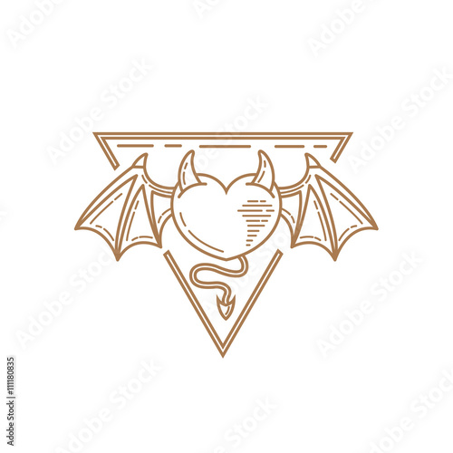 devil heart line logo vector
