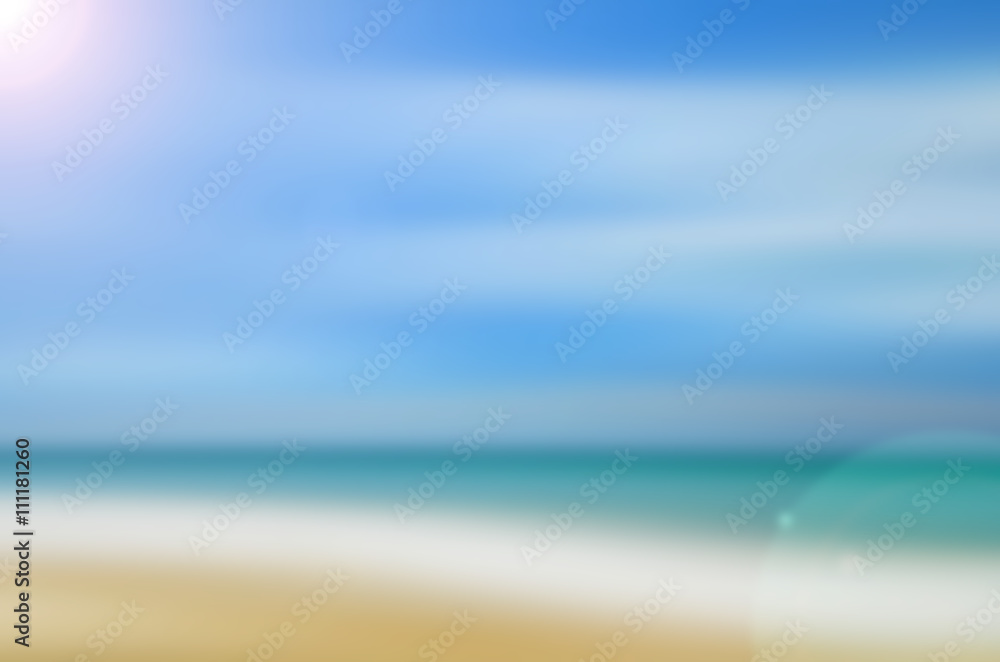 Motion blur tropical beach with sun light