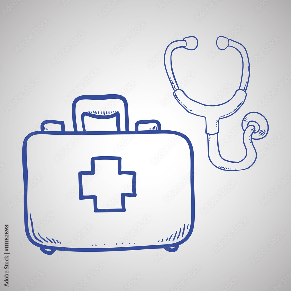 Medical care design. sketch  icon. Flat illustration