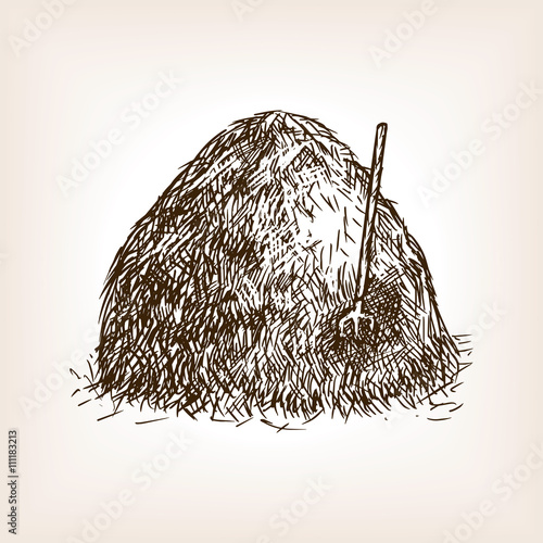 Stack of hay sketch seamless pattern vector