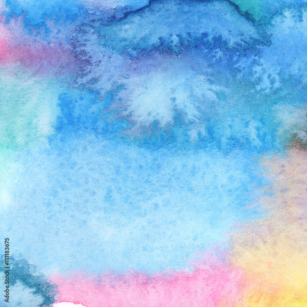 Abstract colorful watercolor background on paper