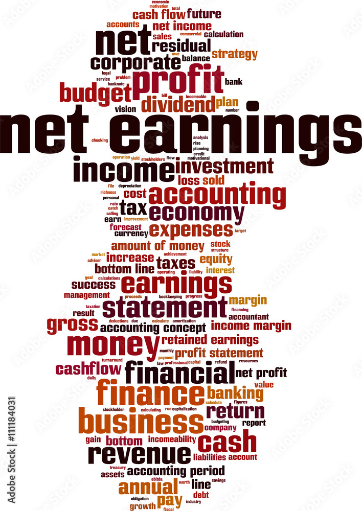 Net earnings word cloud concept. Vector illustration