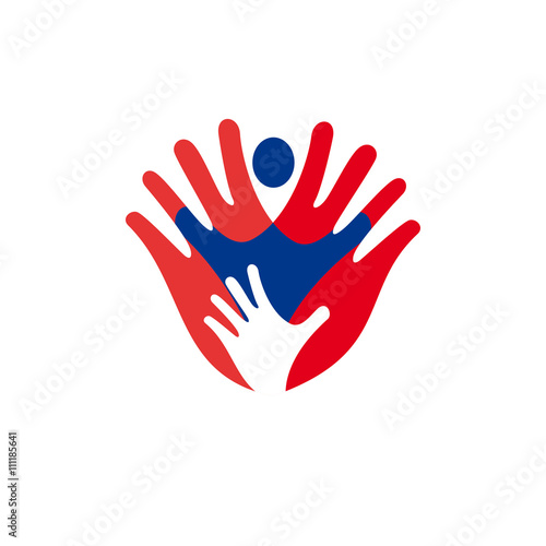 Solidarity concept, hand and child