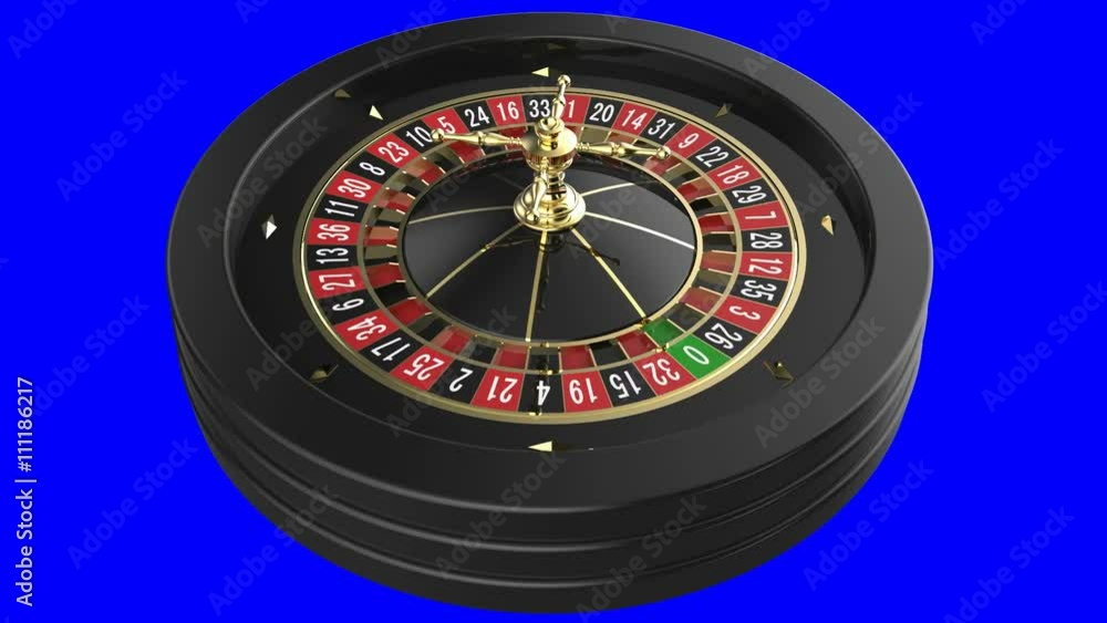Casino Roulette Wheel isolated on blue background Casino Roulette Wheel isolated on blue background