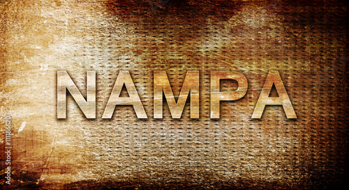 Fotografie nampa, 3D rendering, text on a metal background