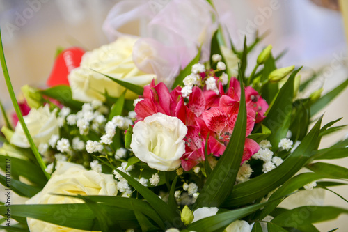 Bouquet of roses and tulips