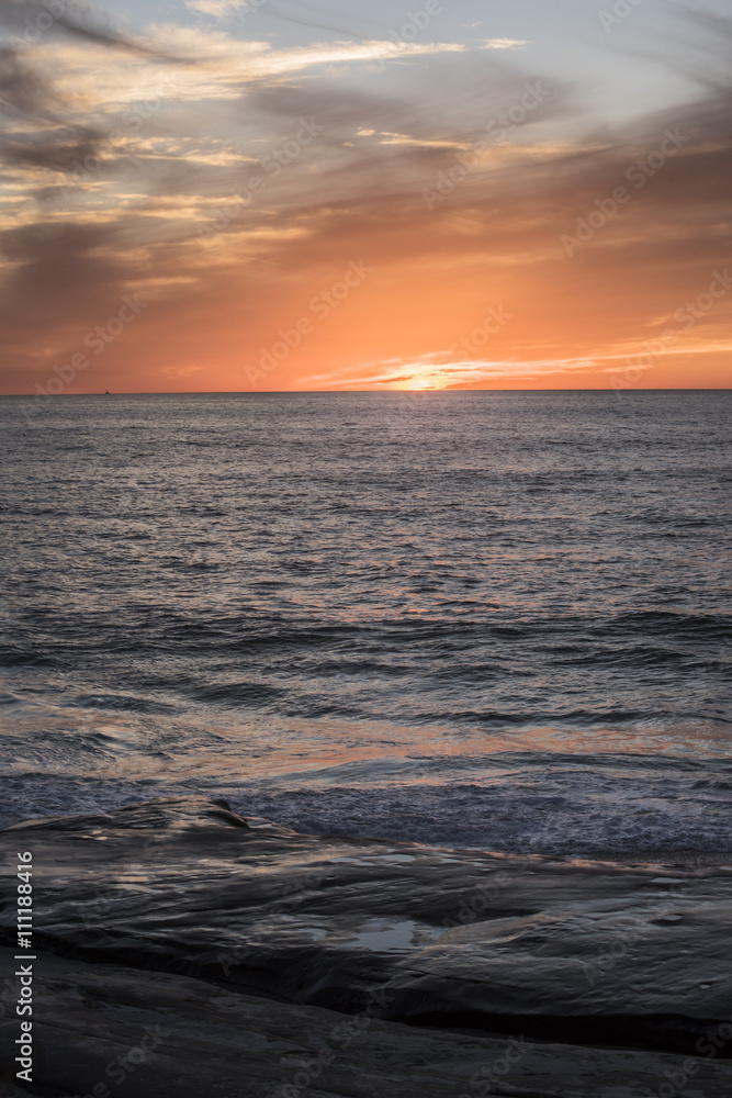 Pacific ocean sunset in California in Windansea beach in San Diego