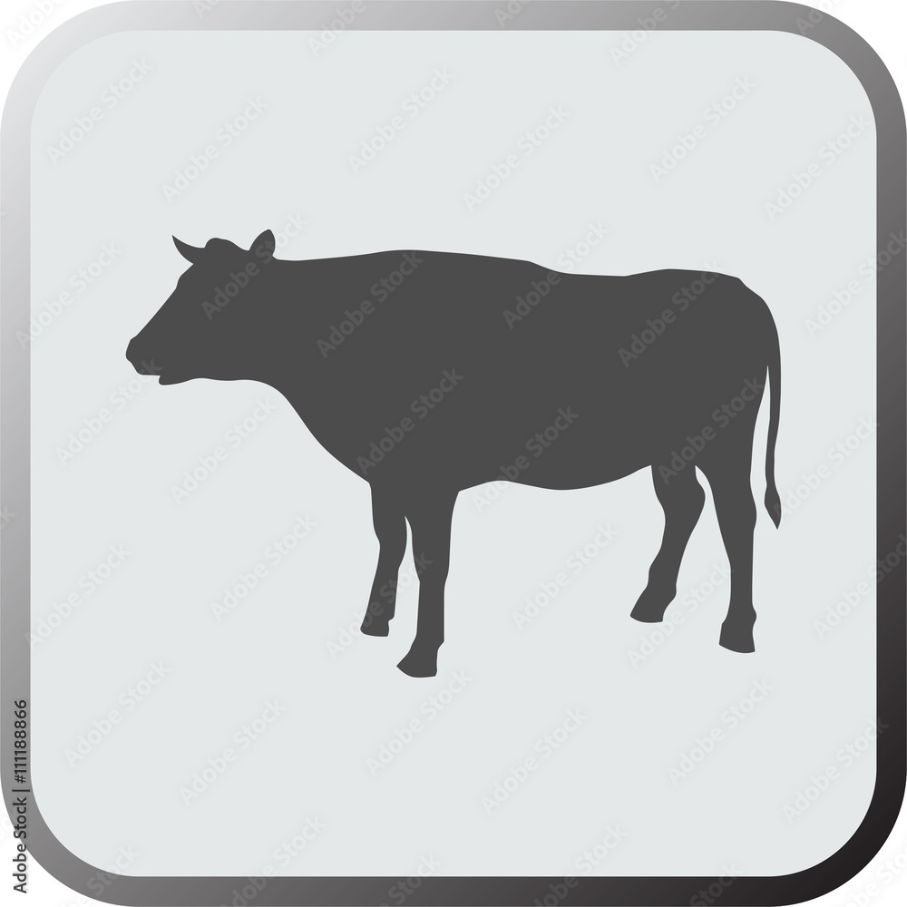 Fototapeta premium Graphical flat icon, button of cow. Vector.