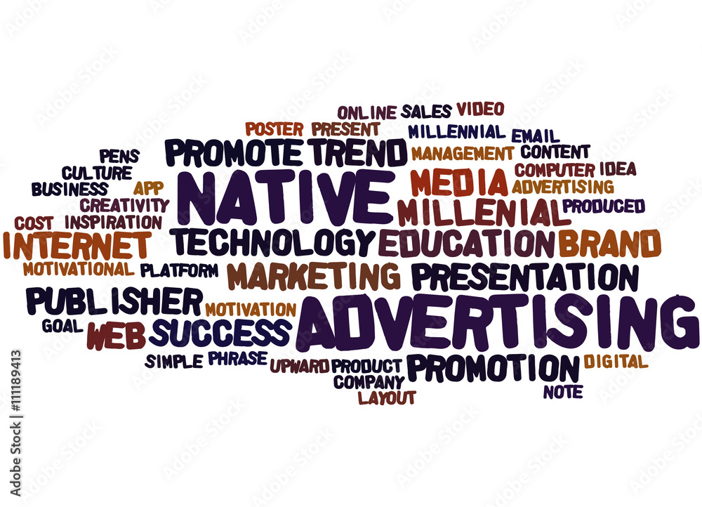 Obraz premium Native Advertising, word cloud concept 4