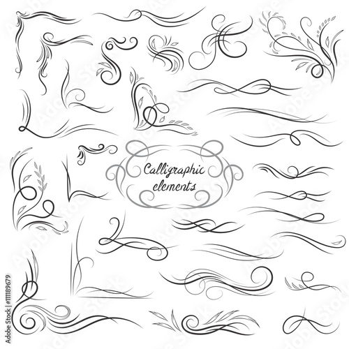 Elegant Vector Calligraphic Corners and Vignettes Set 