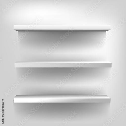 white 3d shelves on a white background