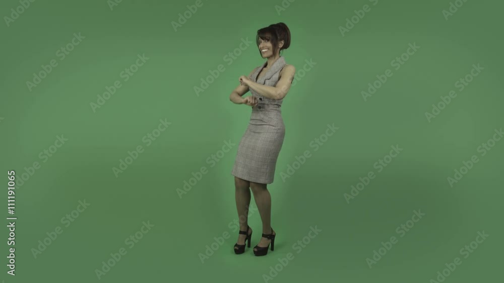 indian business woman isolated on green happy dance indian business woman isolated on green happy dance