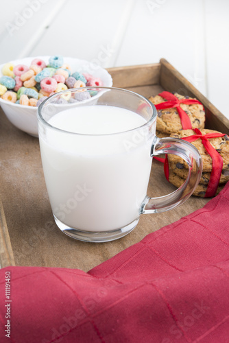  bowl with cereals and milk,