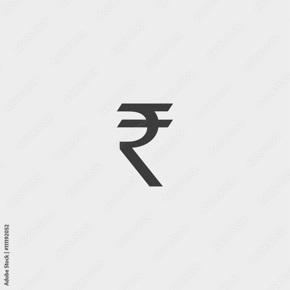 Rupee icon in a flat design in black color. Vector illustration eps10 Rupee icon in a flat design in black color. Vector illustration eps10