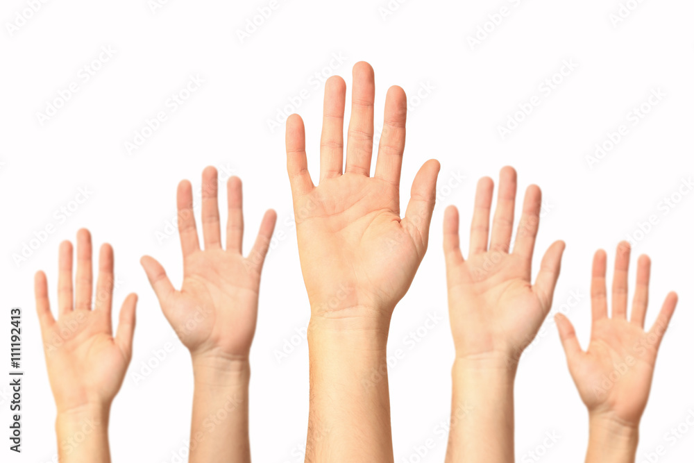 Hands up isolated on white background Hands up isolated on white background