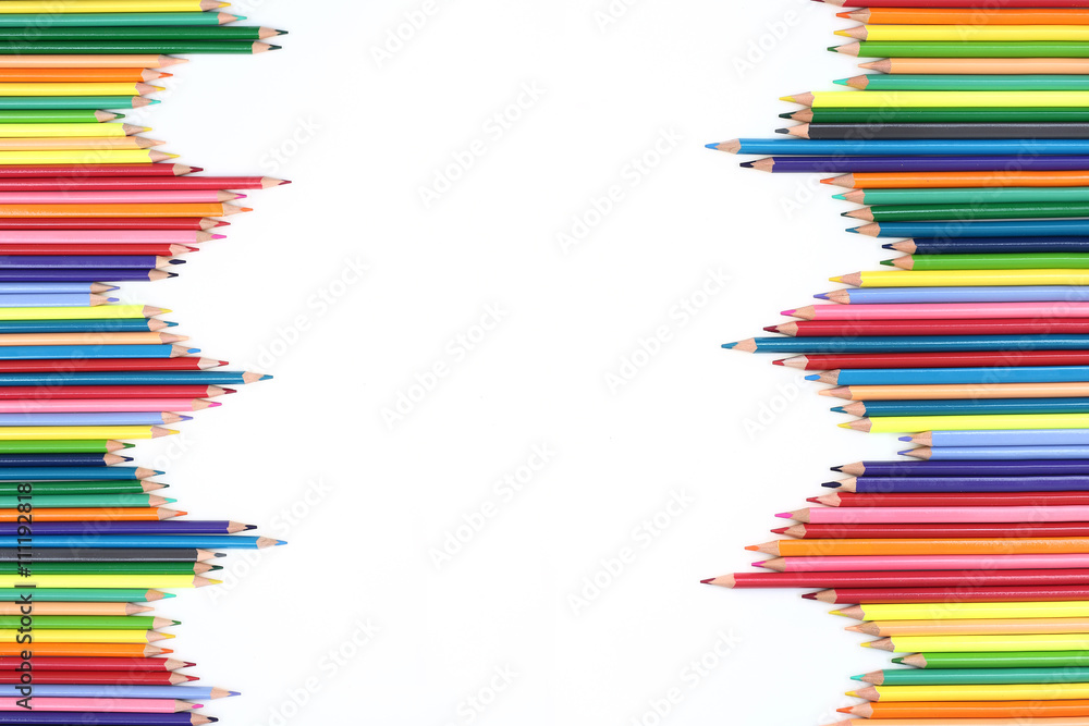 Fototapeta premium Abstract composition of a set wooden colour pencils