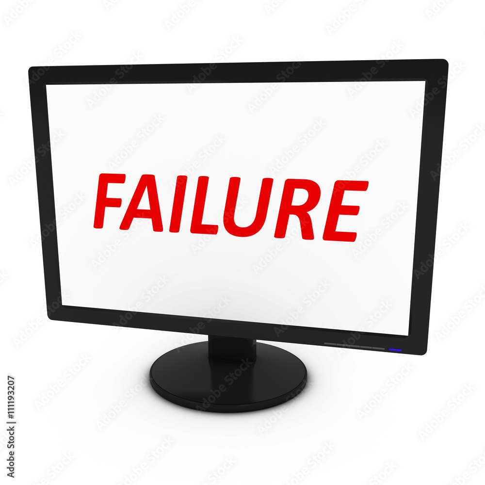 Red FAILURE Text on Computer Screen - Isolated on White - 3D Illustration Red FAILURE Text on Computer Screen - Isolated on White - 3D Illustration