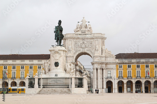 Commerce Square and Statue of King Jose I, Lisbon, Portugal