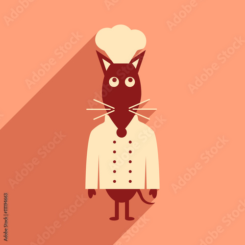flat icon with long shadow mouse chef