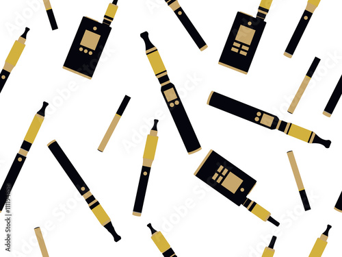 Electronic cigarettes seamless pattern, e-cigarette seamless pattern, smoking electronic cigarette, cigarette seamless pattern. Vector.