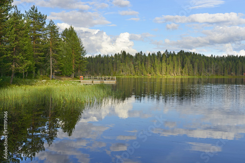 Northern Finland. Sunshine on the lake