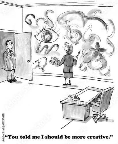 Business cartoon about painting on your office wall.