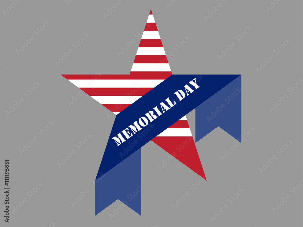 Obraz premium Memorial Day with star and ribbon. Vector illustration.