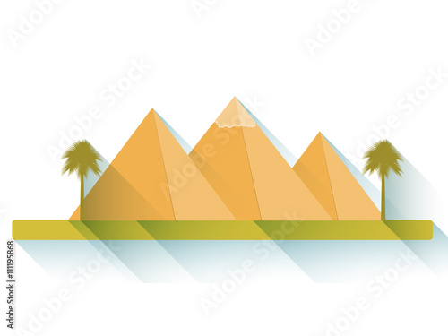 Egyptian pyramids. Flat pyramids. Landscape with the Egyptian pyramids. Vector illustration.