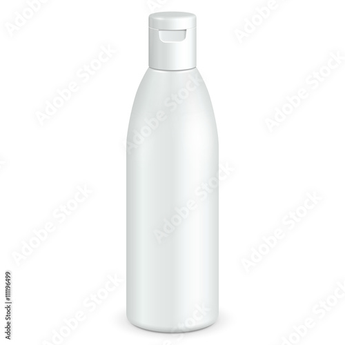 Cosmetic, Hygiene, Medical Grayscale White Plastic Bottle Of Gel, Liquid Soap, Lotion, Cream, Shampoo. Ready For Your Design. Illustration Isolated On White Background. Vector EPS10 