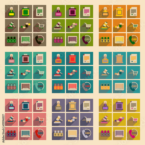 Concept of flat icons with long shadow judging 