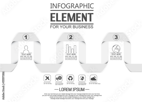 ELEMENT FOR INFOGRAPHIC  TEMPLATE GEOMETRIC FIGURE SERPENTINE THIRD EDITION WHITE