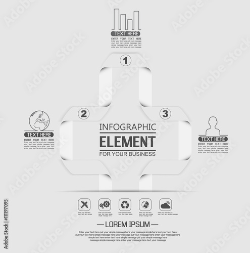 ELEMENT FOR INFOGRAPHIC  TEMPLATE GEOMETRIC FIGURE SERPENTINE INTERSECTED THIRD EDITION WHITE