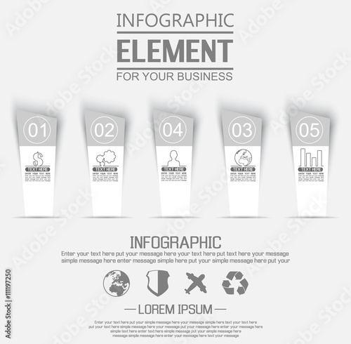 ELEMENT FOR INFOGRAPHIC  TEMPLATE GEOMETRIC FIGURE STIKER NUMBER OPTION THIRD EDITION WHITE