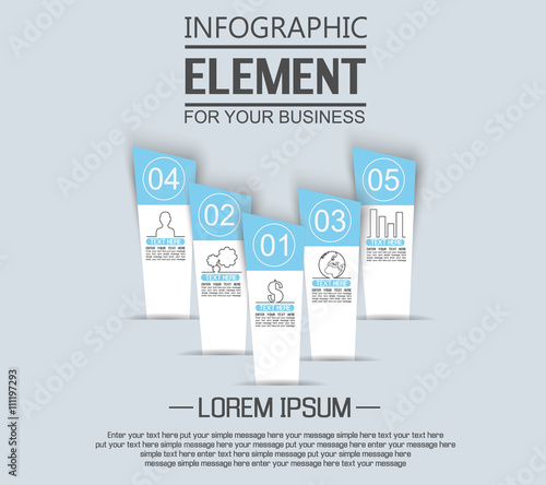 ELEMENT FOR INFOGRAPHIC  TEMPLATE GEOMETRIC FIGURE STIKER NUMBER OPTION TO SCALE THIRD EDITION BLUE