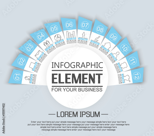 ELEMENT FOR INFOGRAPHIC  TEMPLATE GEOMETRIC FIGURE STIKER RAINBOW THIRD EDITION BLUE