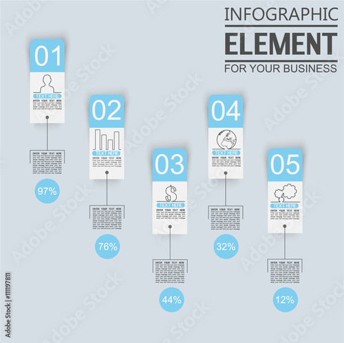 ELEMENT FOR INFOGRAPHIC TEMPLATE GEOMETRIC FIGURE FIVE OPTIONS THIRD EDITION BLUE