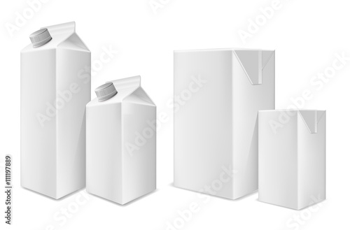 White cardboard package for beverage, juice and milk