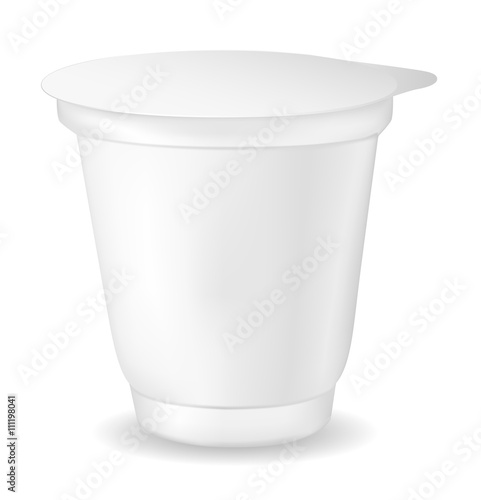 White plastic container for  yogurt  and other food