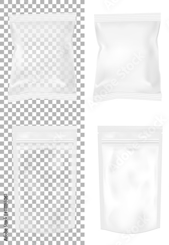 Transparent packaging for snacks, food, chips, sugar and spices.
