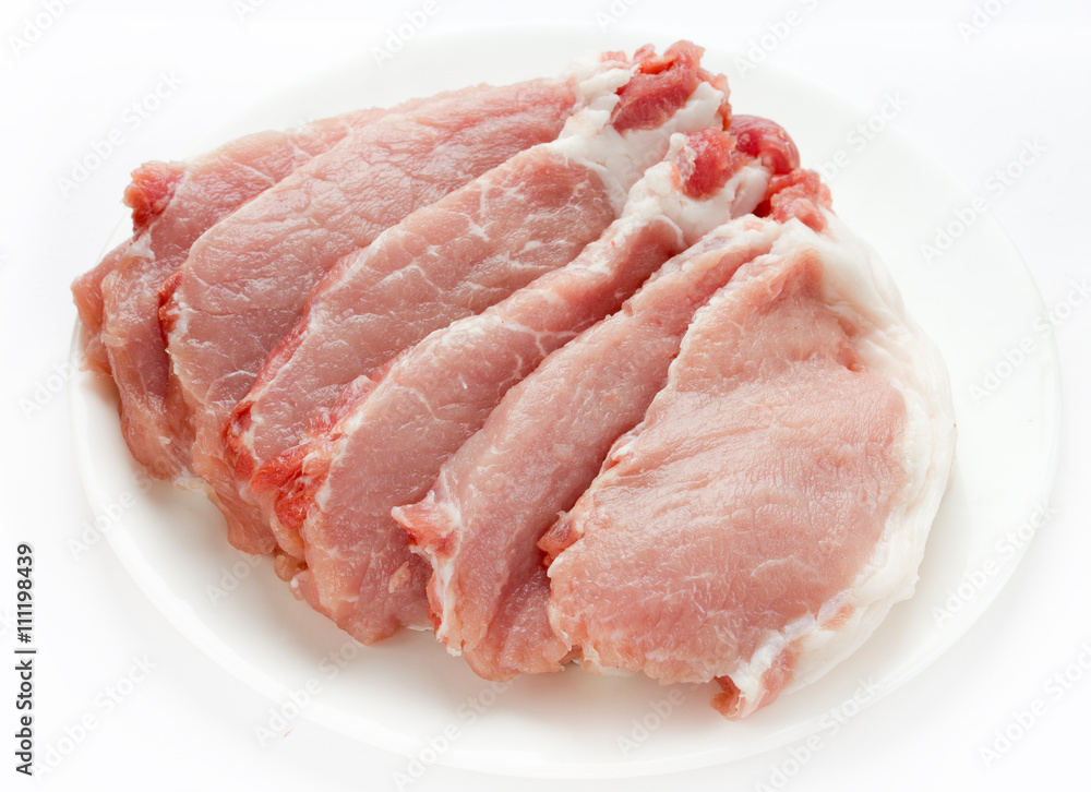 Raw meat pork isolated on white