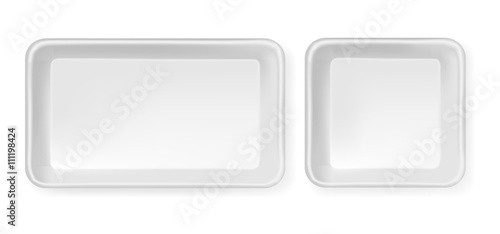 White empty plastic container for food. Packaging for meat, fish