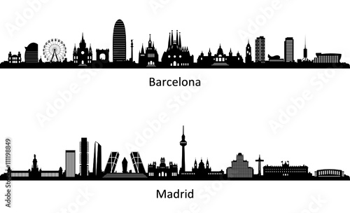Fototapeta Skyline Barcelona Madryt