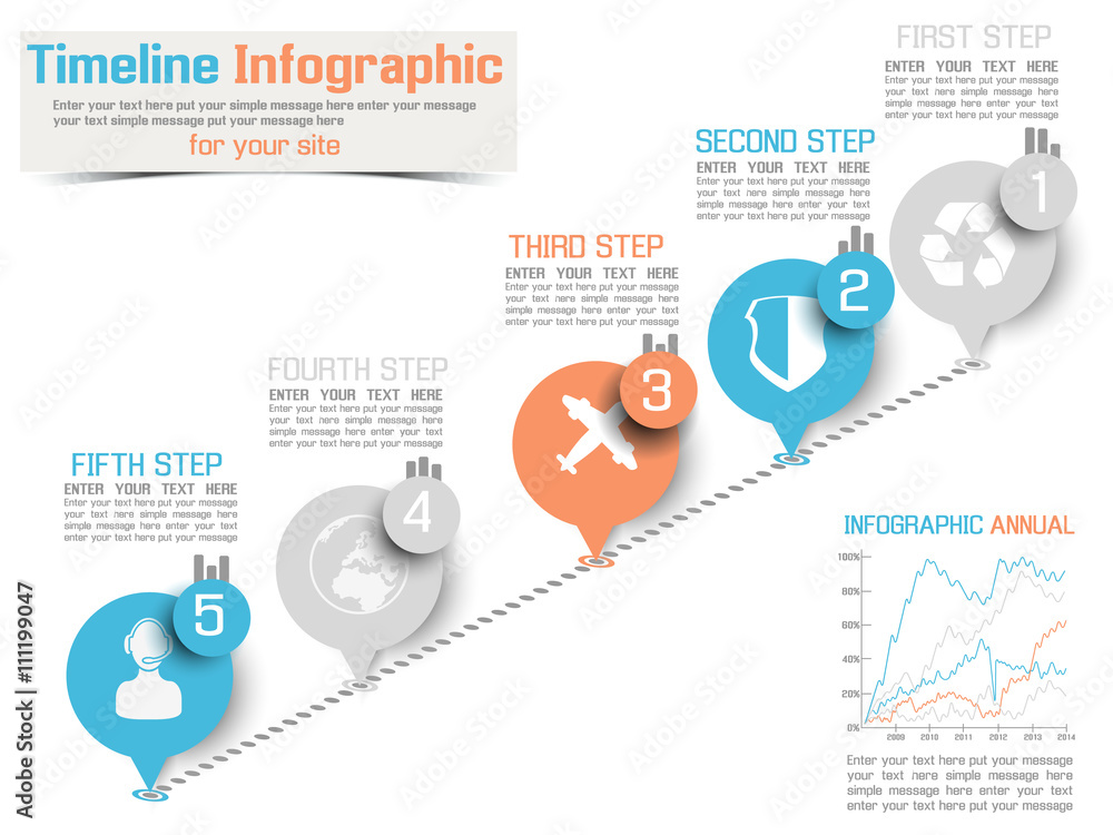Naklejka premium TIMELINE INFOGRAPHIC NEW STYLE 2 BLUE