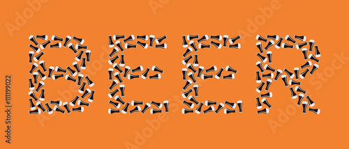 Beer logo of glasses with dark beer on orange background