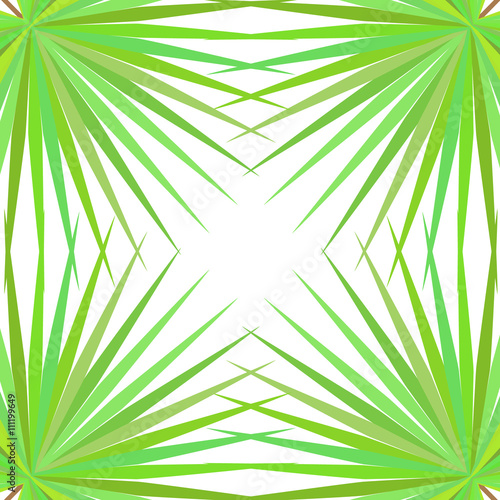 Symmetrical pattern with palm leaves on white background. 