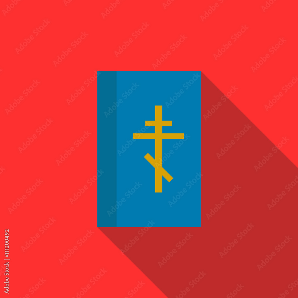 Obraz premium Blue bible book icon, flat style