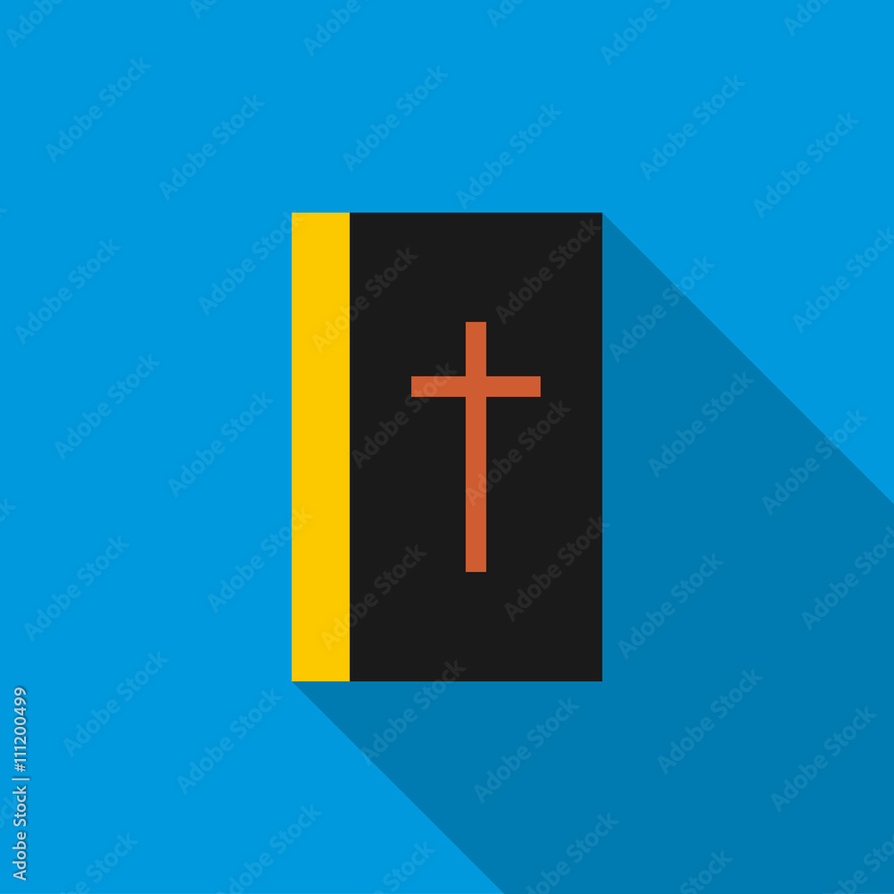 Fototapeta premium Black bible book icon, flat style