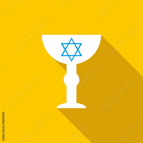 Cup with Star of David icon, flat style