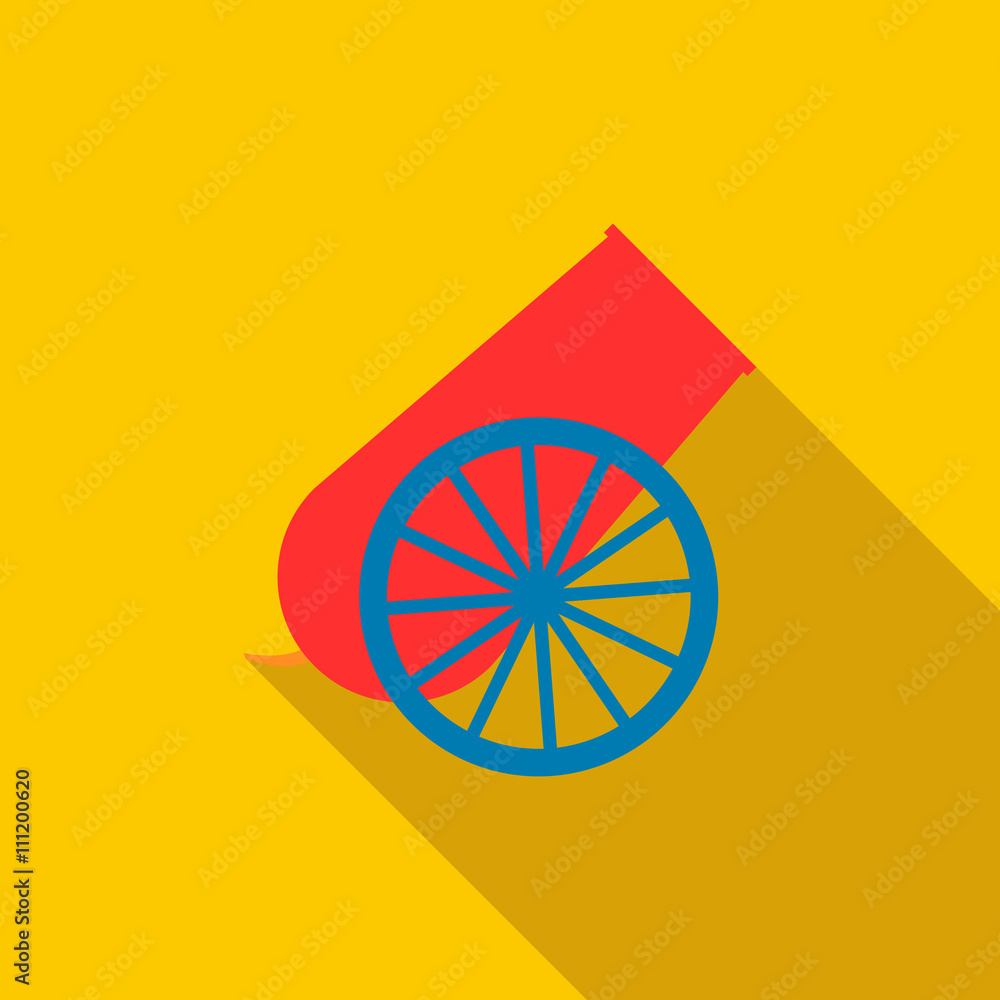Circus cannon icon, flat style Circus cannon icon, flat style
